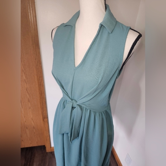 143 Story by Line Up Teal Mini Tie Sleeveless Dress - Picture 3 of 5
